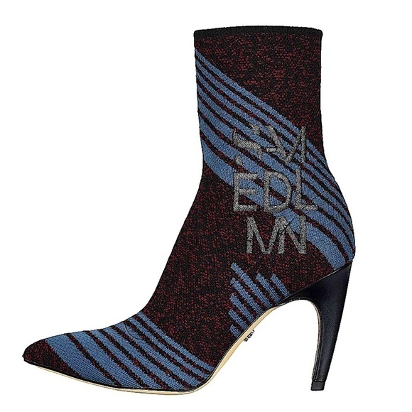 NWT Sam Edelman Fenya Embroidered logo sock booties heels womens size 5 - Picture 1 of 11